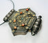 Himalayan gau amulet with silver-tone filigree, coral beads, turquoise cabochon, reliquary cavity