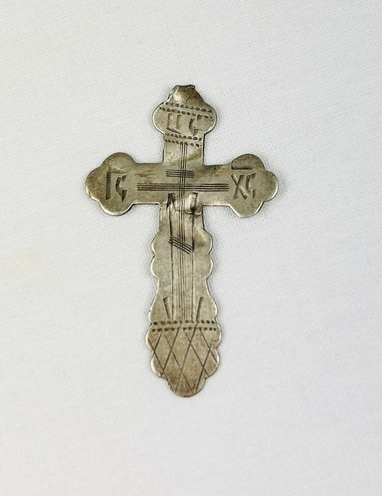 Russian Orthodox | Devotional Cross | Hand-Engraved 84 Silver | Circa 1870–1900