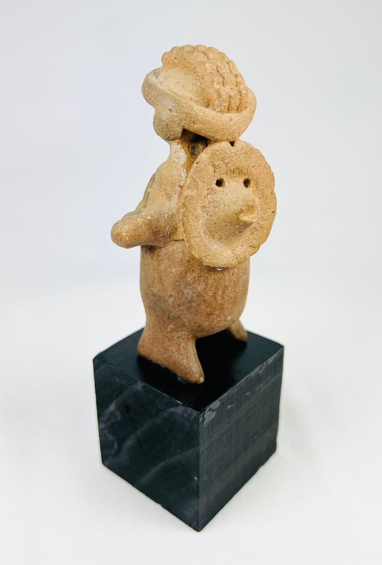 West Mexican Terracotta Effigy With Ring Headdress And Back Disk | Shaft-Tomb Tradition | 100 BCE–300 CE