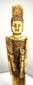 Chinese carved-bone Emperor figurine featuring a long beard, expressive moustache, tall cylindrical headdress, and traditional imperial-style robes.