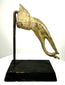 19th-century Thai Buddhist bronze hand fragment displaying elongated fingers, a gold-toned surface, and intricate floral ornamentation associated with the Rattanakosin period.
