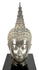Cast copper-alloy Buddha head featuring gracefully arched eyebrows, a prominent nose, and delicately sculpted facial contours.