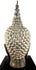 Large cast metal Buddha head featuring softly rounded cheeks, a sculpted chin, and harmonious Sukhothai-style proportions.
