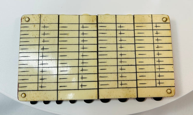 Antique Japanese painting with red lacquer frame and matching whist counter