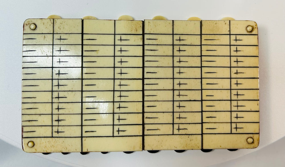 Vintage Japanese lacquer art set with engraved frame and functional whist counter