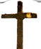 Reverse of an 18th-century French wooden crucifix featuring an aged wooden surface and metal suspension loop for wall display.