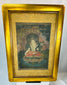 Himalayan devotional thangka style painting on silk with gilded frame