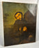 Antique Saint Francis painting with aged craquelure and patina