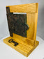 Decorative antique iron rim lock with matching key and mounting display