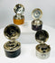 Vintage portable ink containers with leather exterior and glass reservoirs