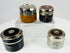 Leather-wrapped antique inkwells with aged patina and compact design