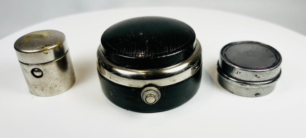 Vintage multi-piece ink set with central reservoir and auxiliary containers