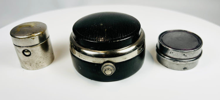 Vintage multi-piece ink set with central reservoir and auxiliary containers