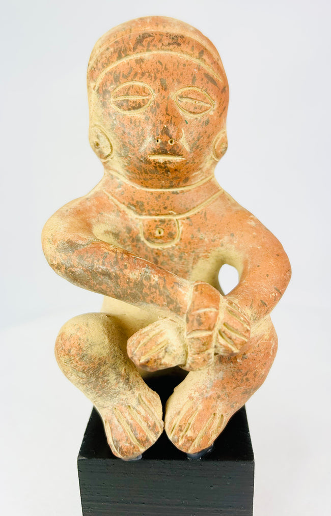Pre-Columbian Nayarit/Jalisco terracotta shaft tomb figure, stylized anthropomorphic features, burnished surface