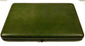 Closed Victorian–Edwardian portrait presentation case featuring a textured dark green leather exterior and rectangular construction.