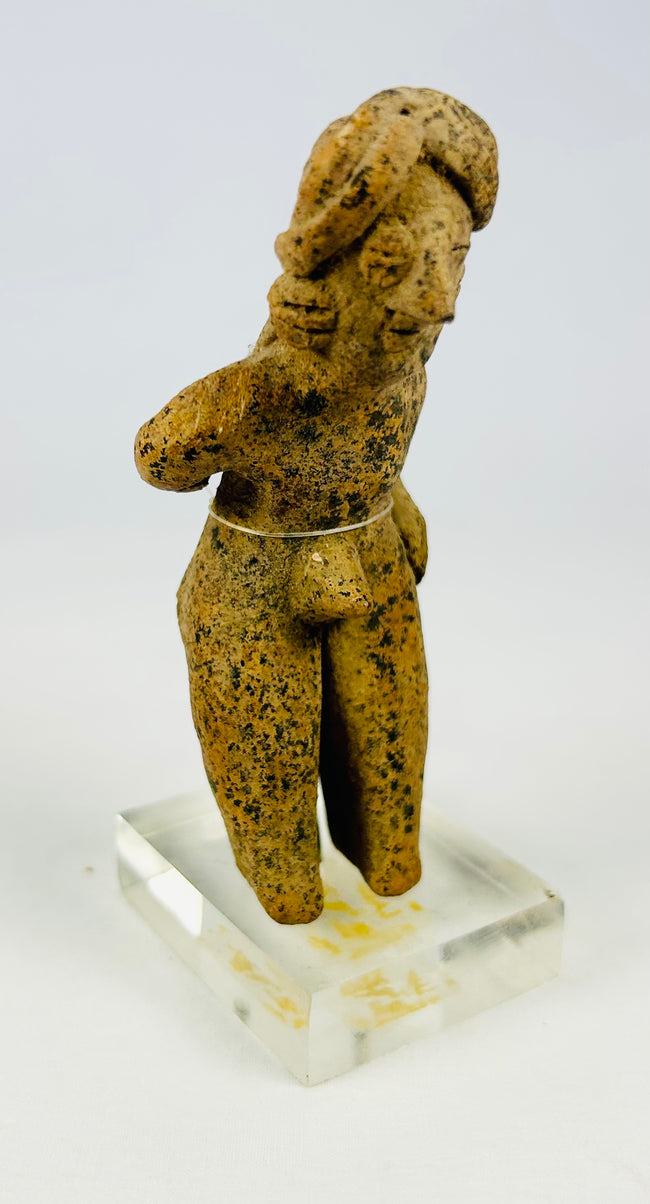 Ancient West Mexico funerary figure in terracotta with arms crossed at chest