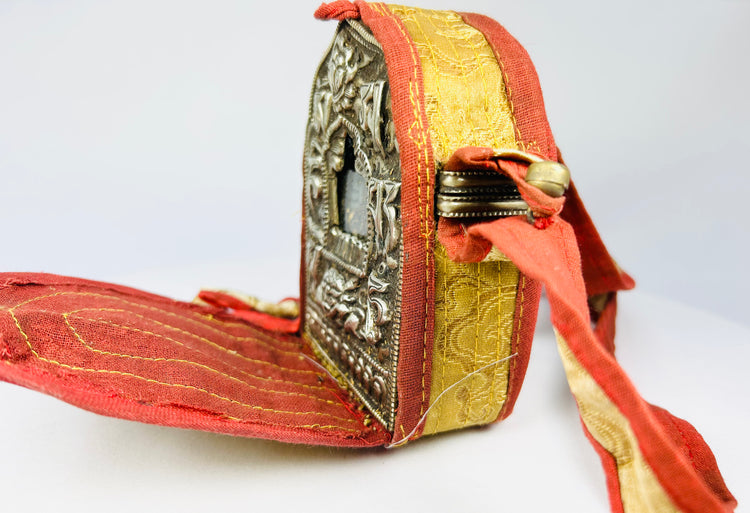 Antique Buddhist Gau Reliquary | Portable Shrine with Gilt Backing | 18th–19th Century