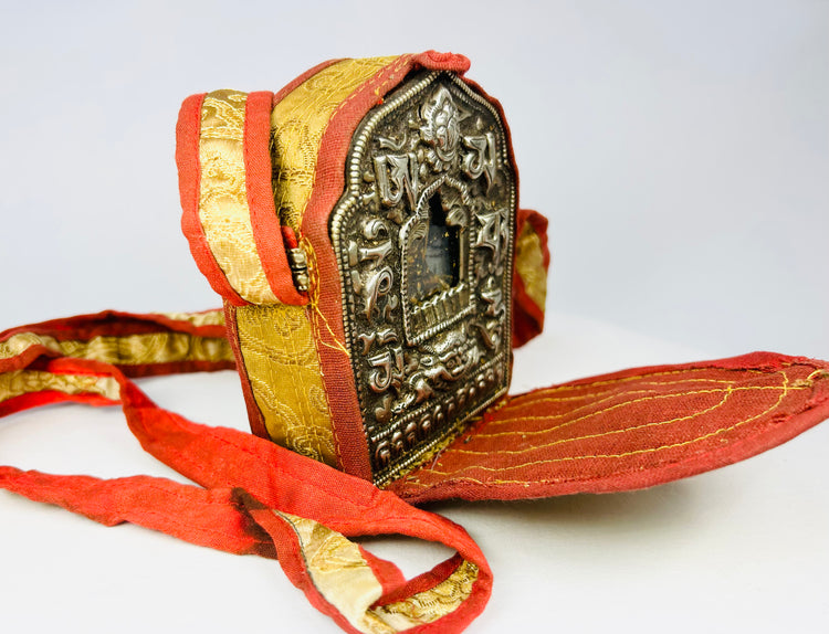 Antique Buddhist Gau Reliquary | Portable Shrine with Gilt Backing | 18th–19th Century