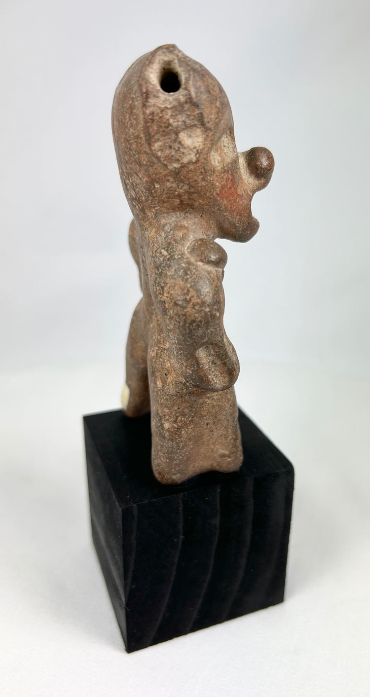 Pre-Columbian Ritual Figure | Hand-Modeled Clay Sculpture | Mounted Display | Circa 300 BCE–500 CE