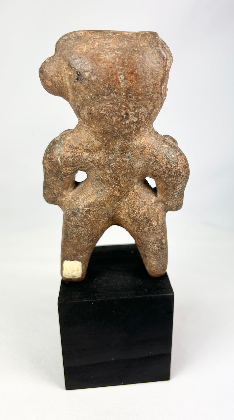 Pre-Columbian Ritual Figure | Hand-Modeled Clay Sculpture | Mounted Display | Circa 300 BCE–500 CE