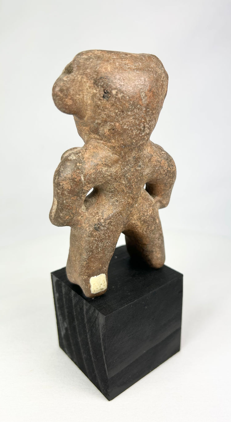 Pre-Columbian Ritual Figure | Hand-Modeled Clay Sculpture | Mounted Display | Circa 300 BCE–500 CE