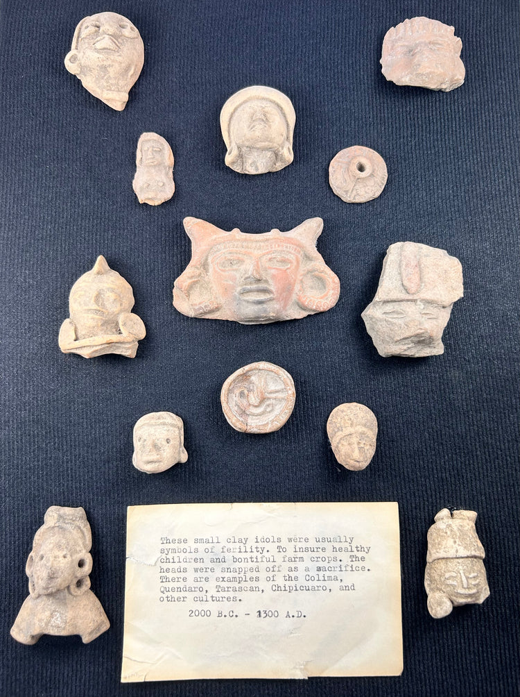 Shadowbox of 13 Pre-Columbian Terracotta Fragments | Mexico | 200 BCE–900 CE