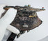Historic Himalayan ceremonial pendant with silvered copper construction, coral inlays, and original textile strap.