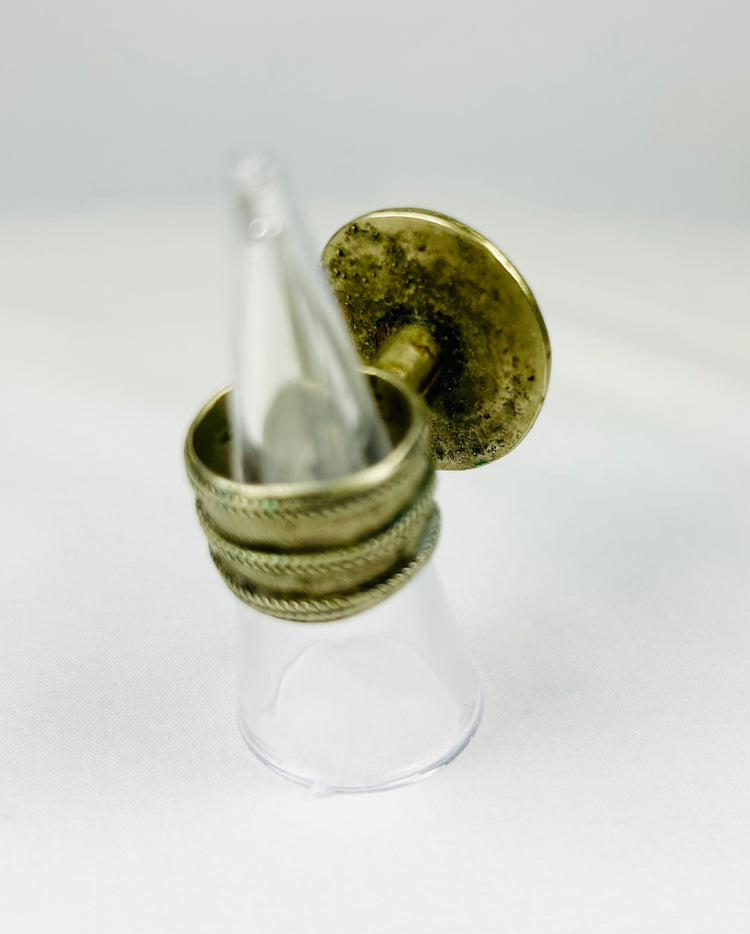 Silver Alloy Ring with Beaded Rosette Face | Vintage Jewelry | Circa 19th Century