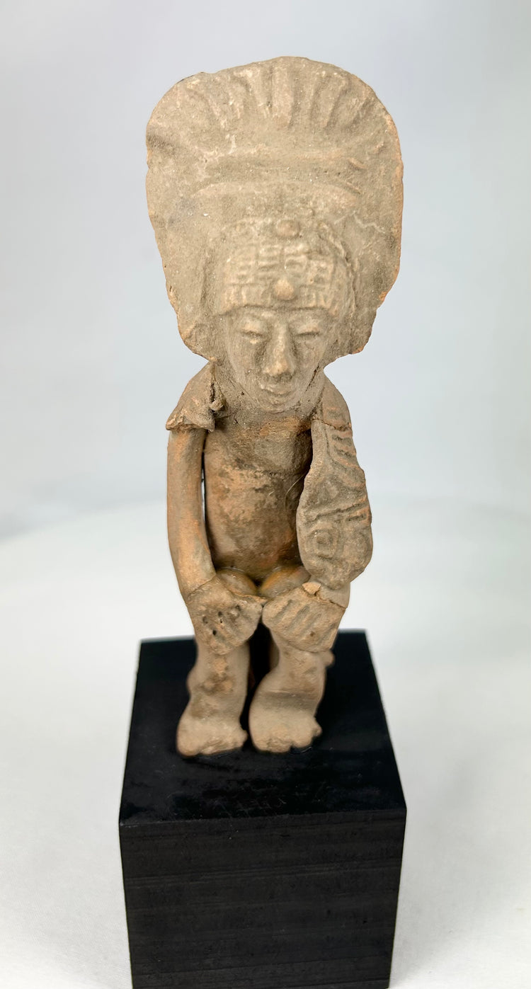 Pre-Columbian West Mexican Terracotta Standing Figure with Headdress | Nayarit/Jalisco | 300 BCE–500 CE