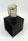 Ancient Pre-Columbian terracotta fragment with stylized coiffure and straight nose
