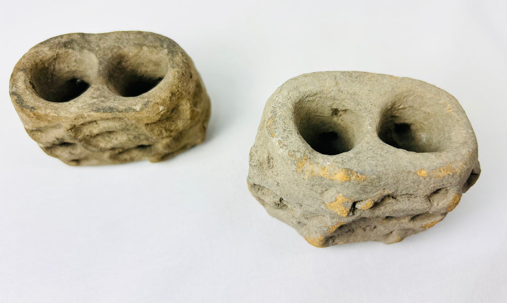 Hand-modeled Teotihuacan ceramic vessel with dual openings, ritual use