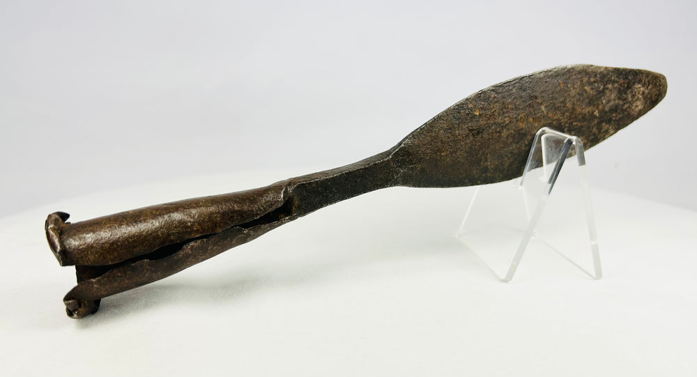 Antique European iron socketed spearhead 18th century or earlier
