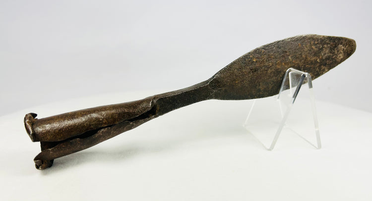 European Socketed Spearhead | Iron Leaf-Shaped Blade with Rolled Base | 18th Century or Earlier