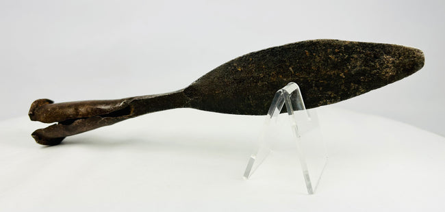European iron spearhead with double-edged leaf-shaped blade