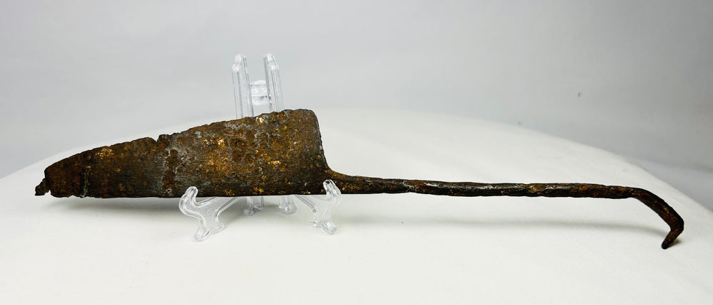 Excavated medieval European long knife 12th–15th century forged iron steel