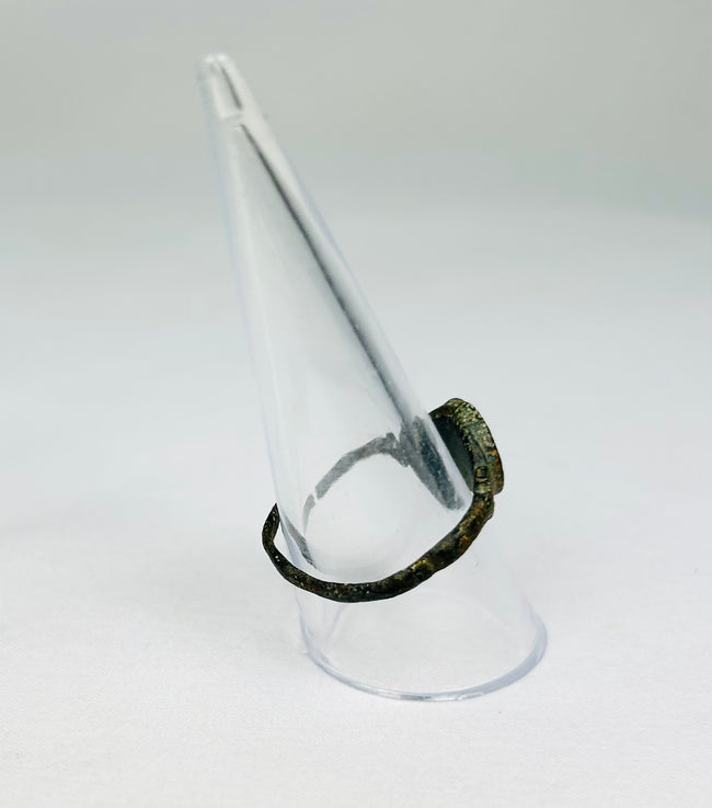 Ancient Roman bronze seal ring with hippocampus engraving 1st–3rd century CE