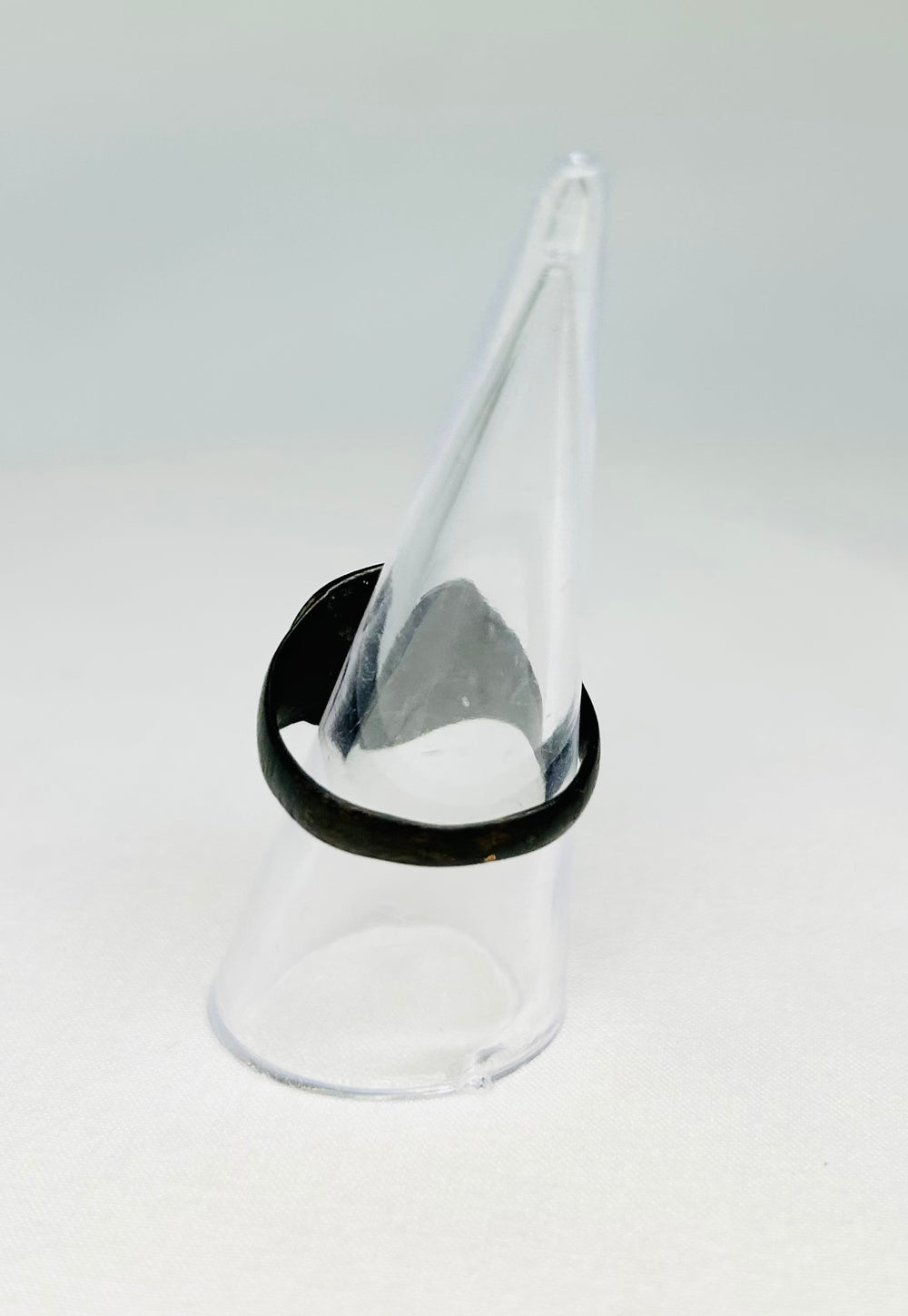 Ancient Roman bronze ring photographed to show natural patina and historical wear