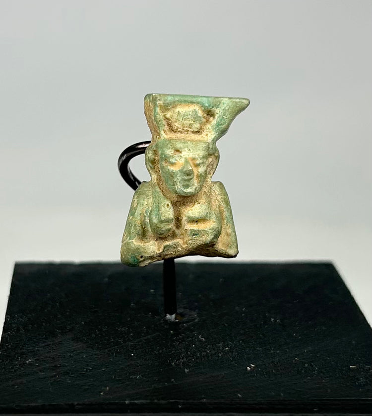 Ancient Egyptian Protective Amulet | Faience Sekhmet with Bluish-Green Glaze | Circa 1070–664 BCE