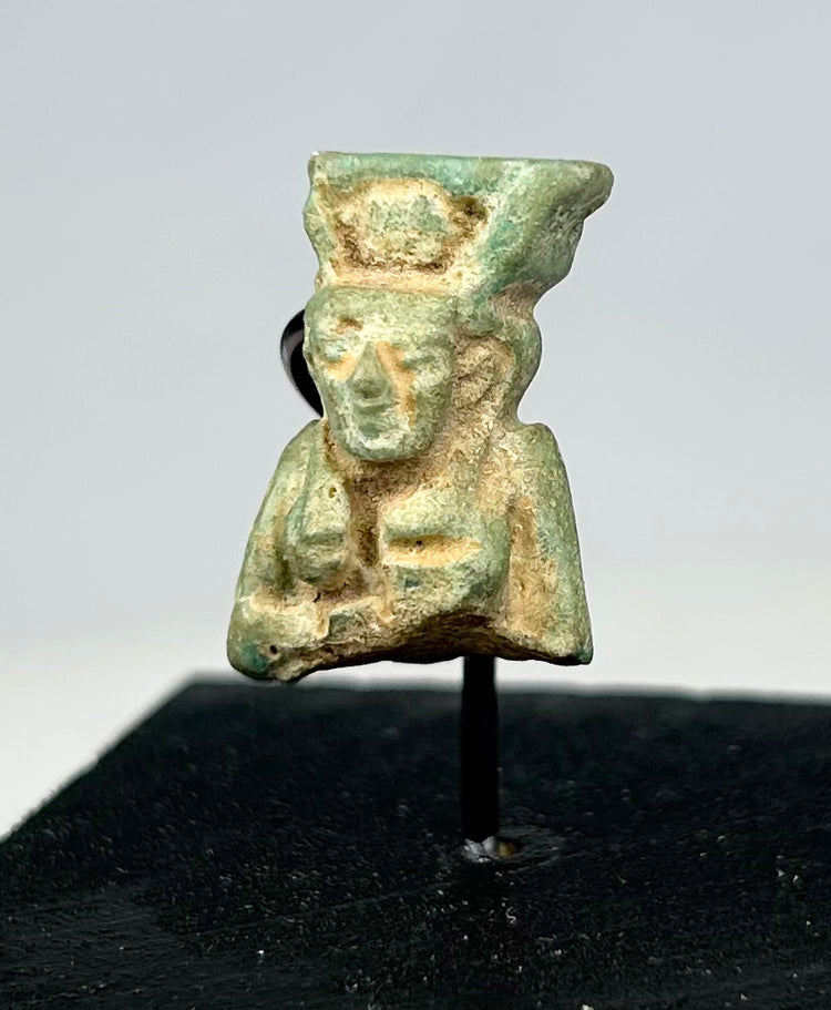 Ancient Egyptian Protective Amulet | Faience Sekhmet with Bluish-Green Glaze | Circa 1070–664 BCE
