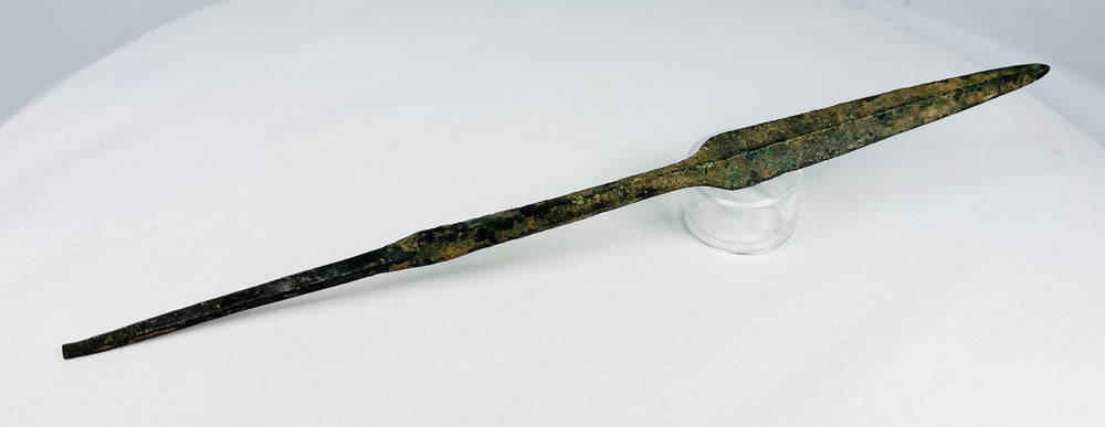 Bronze Age spearhead from Cyprus with straight tang and four-sided midsection