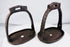 Pair of traditional Chinese riding stirrups with chiseled decorative details