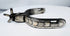 Hand-forged Western steel spurs with broad heel bands and decorative inlay