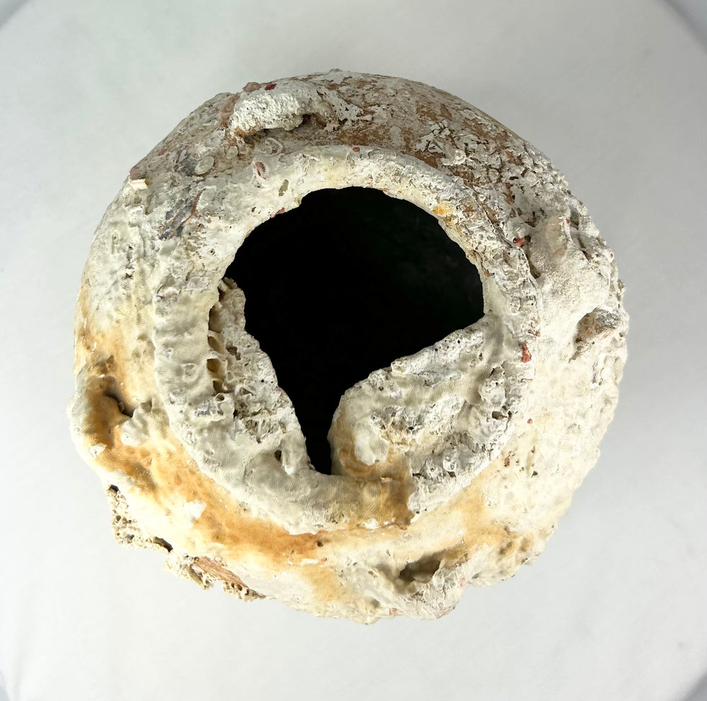 Song Dynasty terracotta jar recovered from Southeast Asian shipwreck, large storage vessel with heavy marine calcification