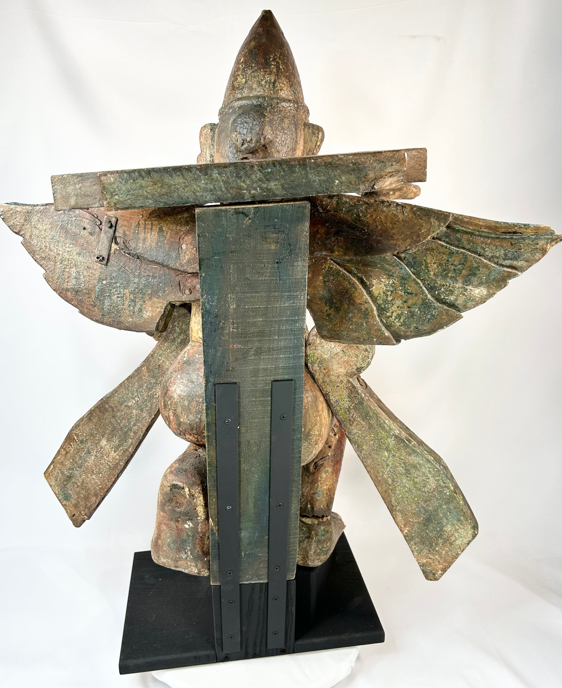 19th-century bronze Garuda — rear view displaying feathered wingspan.