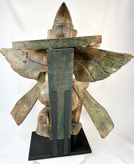 19th-century bronze Garuda — rear view displaying feathered wingspan.