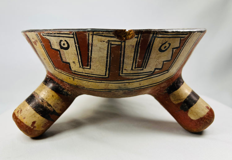 Top-down view of Nicoya tripod bowl revealing concentric stepped and circular interior designs symbolizing cosmic order.