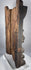 Weathered Hindu wood carving of Gajalakshmi beneath an elaborate headdress