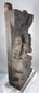 Indian religious carving with aged timber surface and projecting wooden tenons