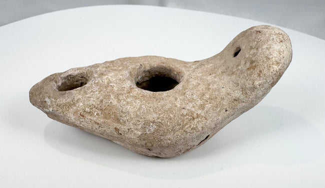 Early Islamic Period terracotta lamp with separate wick opening