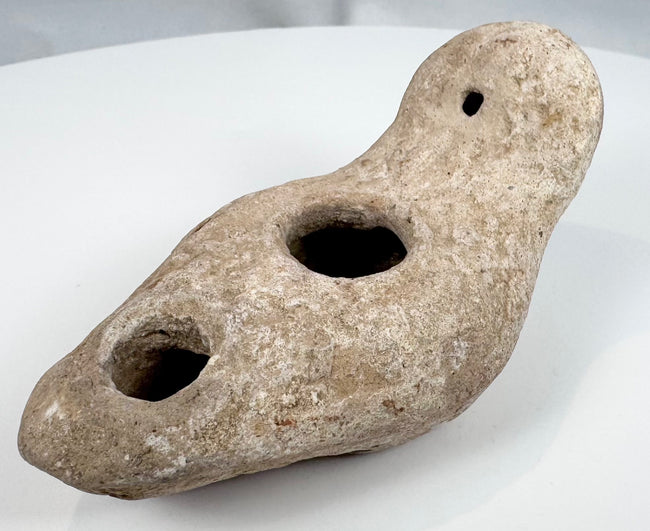 Ancient Mediterranean oil lamp used for portable household illumination
